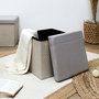 Home Deco Factory Caja-Puf Plegable Trenzado Gris Colección Mirage Asiento Extra Guarda Objetos 38x38x38 cm
