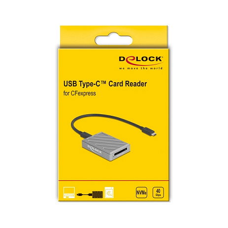 DeLOCK 91021 Lector de tarjetas CFexpress 2.0 Type B USB4 Gen 3x2 Type-C Gris
