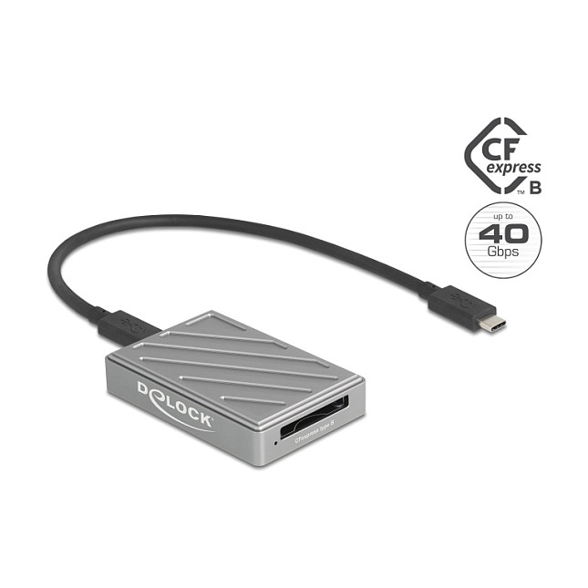 DeLOCK 91021 Lector de tarjetas CFexpress 2.0 Type B USB4 Gen 3x2 Type-C Gris
