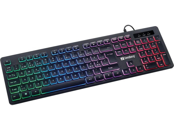 Sandberg Teclado Gaming Stealth NORDIC – USB con Cable para PC, Conexión Rápida Plug & Play, Alimentado por PC, Sin Baterías