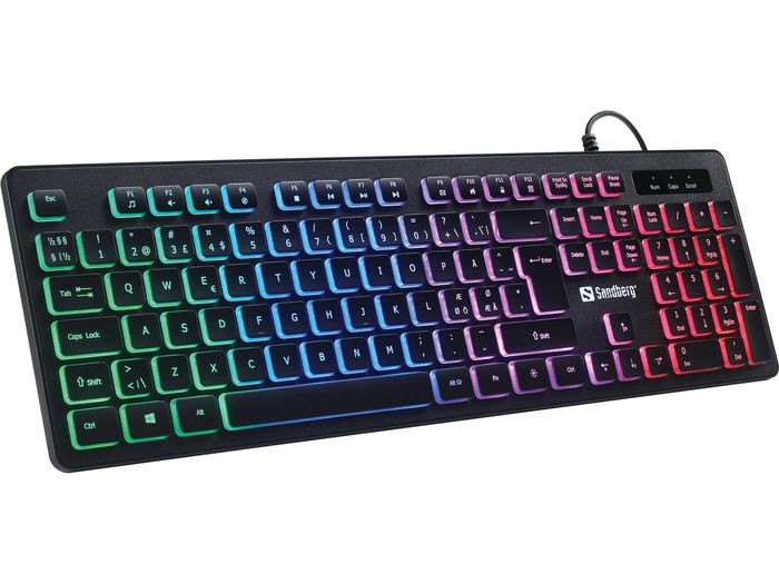 Sandberg Teclado Gaming Stealth NORDIC – USB con Cable para PC, Conexión Rápida Plug & Play, Alimentado por PC, Sin Baterías