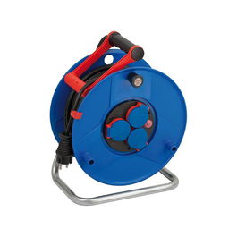 Brennenstuhl Enrollacables Garant 50 m 3 Tomas IP44 Cable Bremaxx 3G 1,50 mm² Uso Exterior Azul/Negro 230V