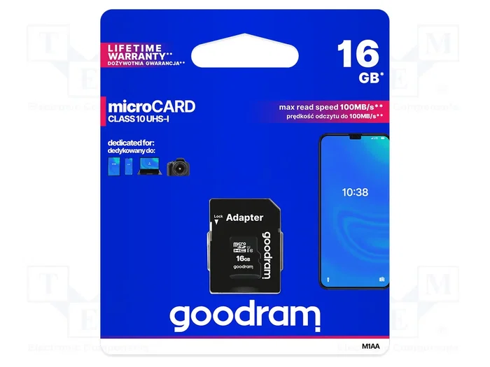 GOODRAM Micro Card M1AA 16GB Clase 10 UHS-I con Adaptador