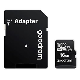 Goodram Tarjeta de Memoria Micro SDHC M1AA-0160R12 16GB Clase 10 UHS-I, Velocidad Lectura hasta 100 MB/s con Adaptador SD