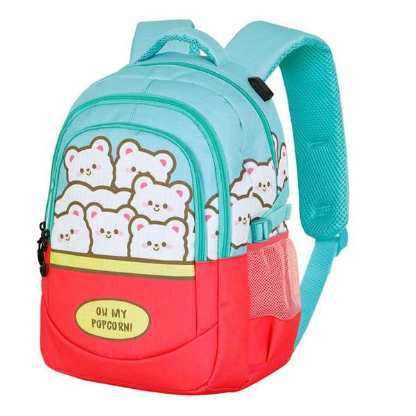 Karactermania Mochila OMP! Run. Plus FAN Popcorn, 3 compartimentos, puerto USB, material Ripstop, Azul, 21 x 34 x 46 cm