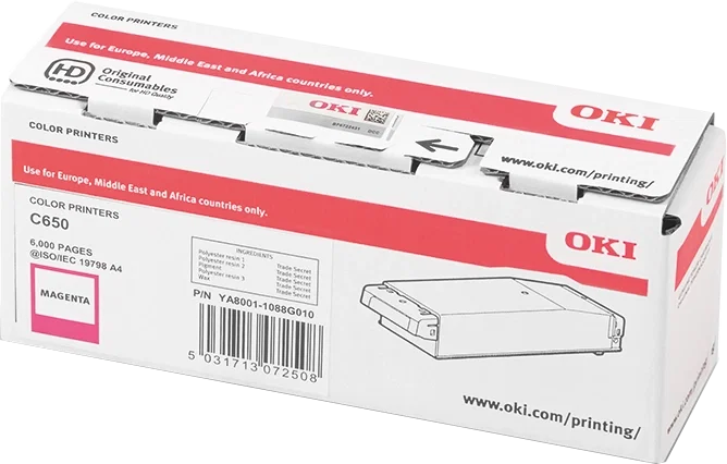 Oki Cartucho de Tóner Magenta 09006128 para C650dn y C651dn Oki Cartucho de Tóner Magenta 09006128 para C650dn y C651dn