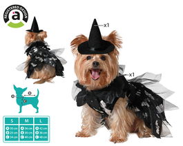 Disfraz Mascota Bruja Halloween Vestido y Sombrero Negro Talla L