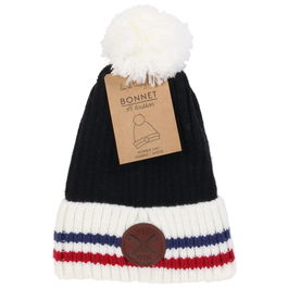 Sensly Gorro con Emblema y Pompón, Colores Surtidos Azul, Negro, Gris, Talla Única