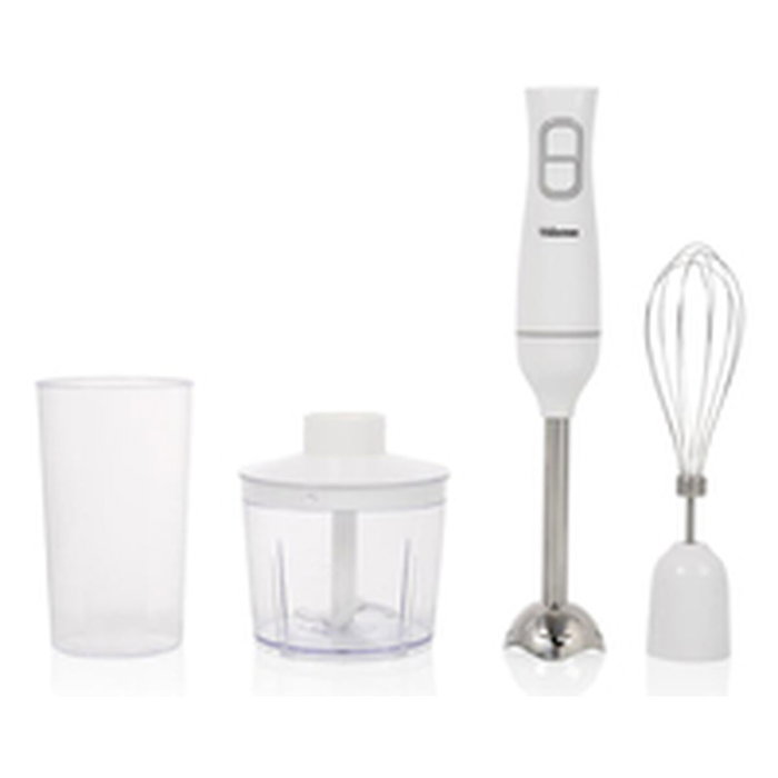 Tristar MX-4881 Batidora de mano con picadora, varillas y vaso medidor, Blanco