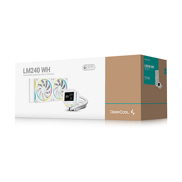 DeepCool LM240 Kit de Refrigeración Líquida para CPU - Radiador 240mm (2x Ventilador 120mm Blanco) con Pantalla IPS y RGB