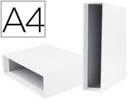 Liderpapel Documenta Caja Archivador de Palanca Cartón DIN A4, Lomo 75mm, Color Blanco