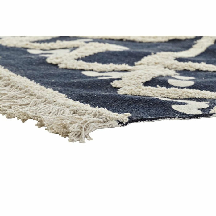 DKD Home Decor Alfombra de Algodón Bordada 120x180x0,7 cm Azul Marino y Beige DKD Home Decor Alfombra de Algodón Bordada 120x180x0,7 cm Azul Marino y Beige