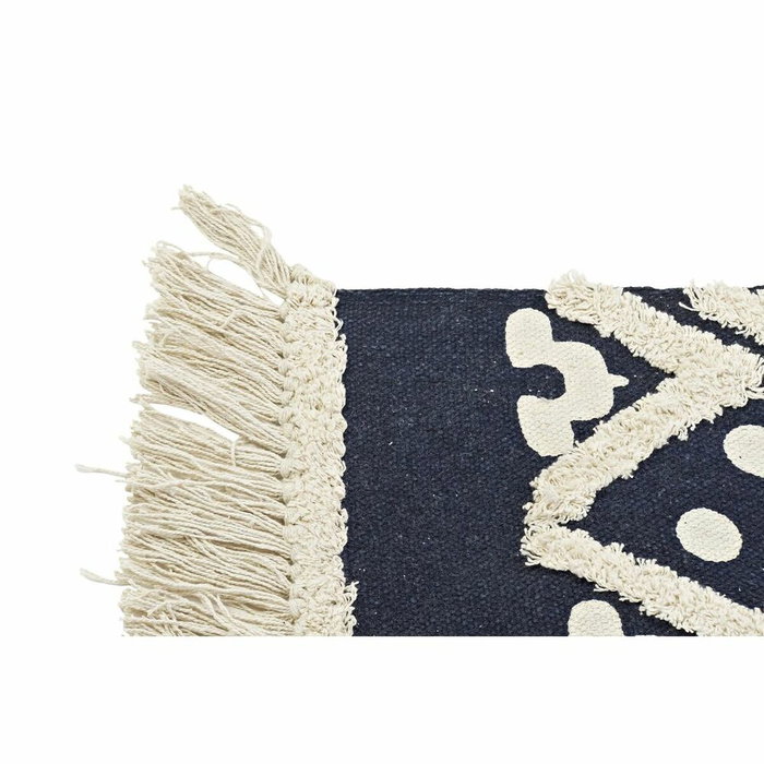 DKD Home Decor Alfombra de Algodón Bordada 120x180x0,7 cm Azul Marino y Beige DKD Home Decor Alfombra de Algodón Bordada 120x180x0,7 cm Azul Marino y Beige