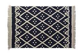 DKD Home Decor Alfombra de Algodón Bordada 120x180x0,7 cm Azul Marino y Beige