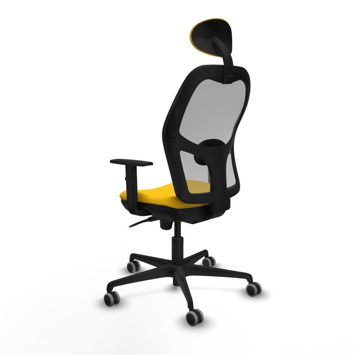 PIQUERAS Y CRESPO Silla de oficina Jorquera con mecanismo Sincro, Tela Amarillo y Malla Gris