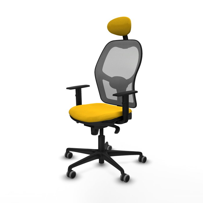 PIQUERAS Y CRESPO Silla de oficina Jorquera con mecanismo Sincro, Tela Amarillo y Malla Gris