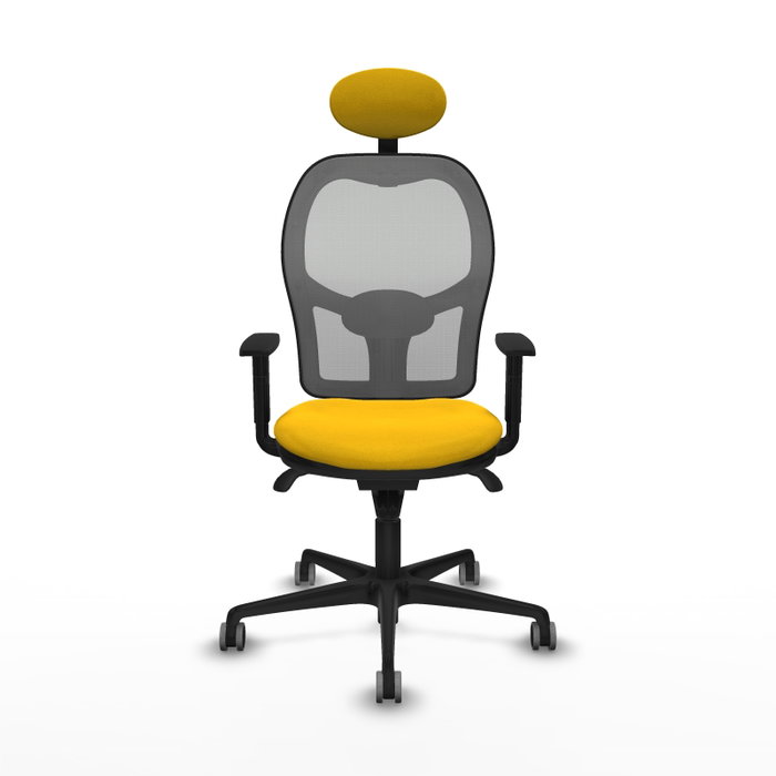 PIQUERAS Y CRESPO Silla de oficina Jorquera con mecanismo Sincro, Tela Amarillo y Malla Gris