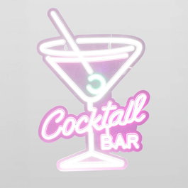 Basics Luz Led Neón Decorativa Cocktail Bar Multicolor, 30 x 38 cm, USB, 180 cm