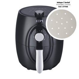 Edm Freidora de aire 3,6L 1400W Ref. 07788. Promoción regalo papel freidora aire 100 uds. Temperatura regulable 80-200C.