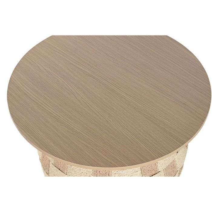 DKD Home Decor Mesita Auxiliar de Fibra de Madera Natural 60x60x48