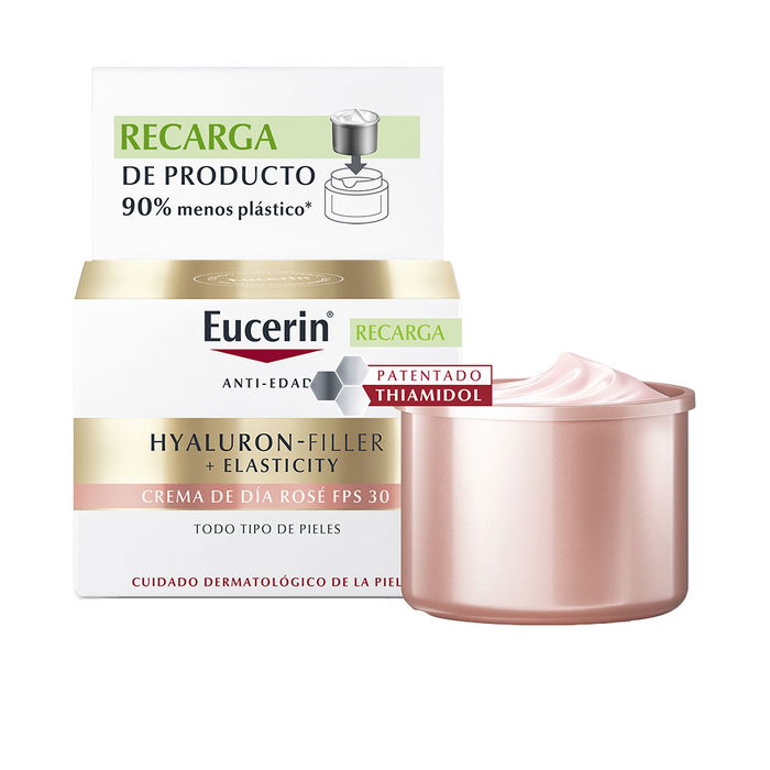 Eucerin HYALURON-FILLER + Elasticity Rosé Crema de Día SPF30 Recarga 50 ml: Rellena Arrugas, Mejora Elasticidad y Luminosidad Eucerin HYALURON-FILLER + Elasticity Rosé Crema de Día SPF30 Recarga 50 ml: Rellena Arrugas, Mejora Elasticidad y Luminosidad