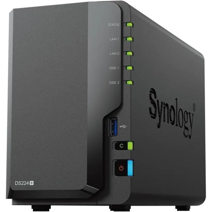 Synology DS224+ NAS de 2 Bahías Negro