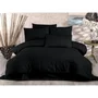 Juego de Cama 220x240 cm + 2 Fundas Almohada 60x60 cm, 80% Algodón 20% Poliéster, Negro