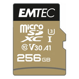 EMTEC SpeedIN Pro m256GB Tarjeta MicroSDXC UHS-I U3 V30 A1 Clase 10 100MB/s Lectura con Adaptador