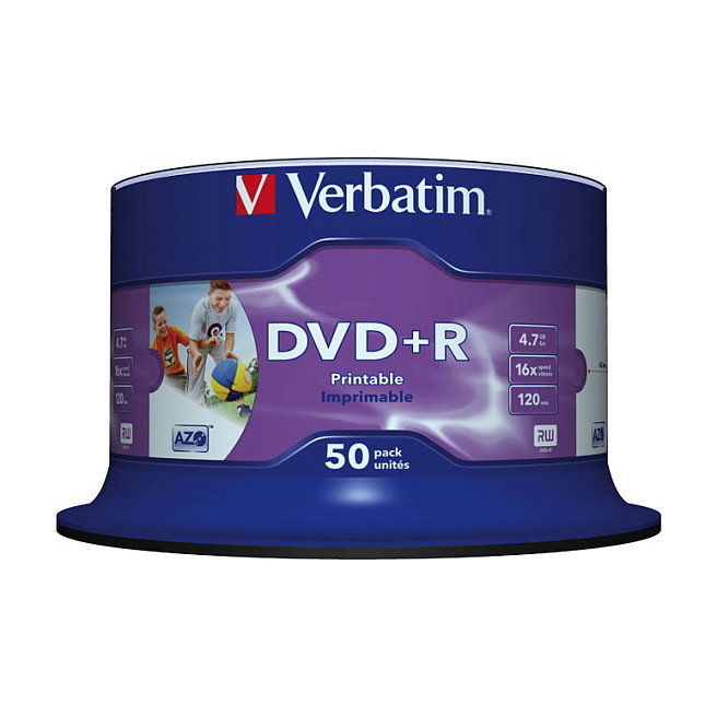 Verbatim DVD+R AZO 4,7 GB 16x Wide Printable, Pack de 50 Unidades