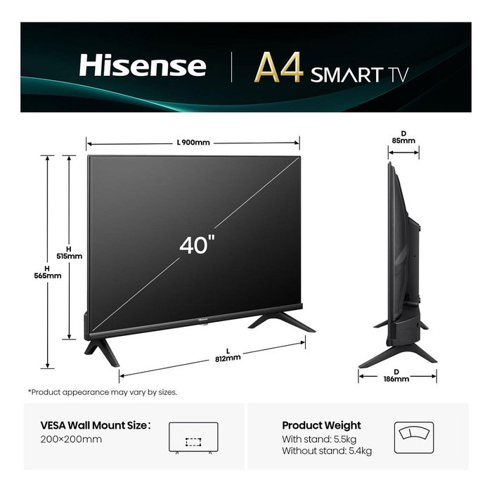 Hisense 40E4QT Smart TV 102cm 40" Full HD Negro Hisense 40E4QT Smart TV 102cm 40" Full HD Negro