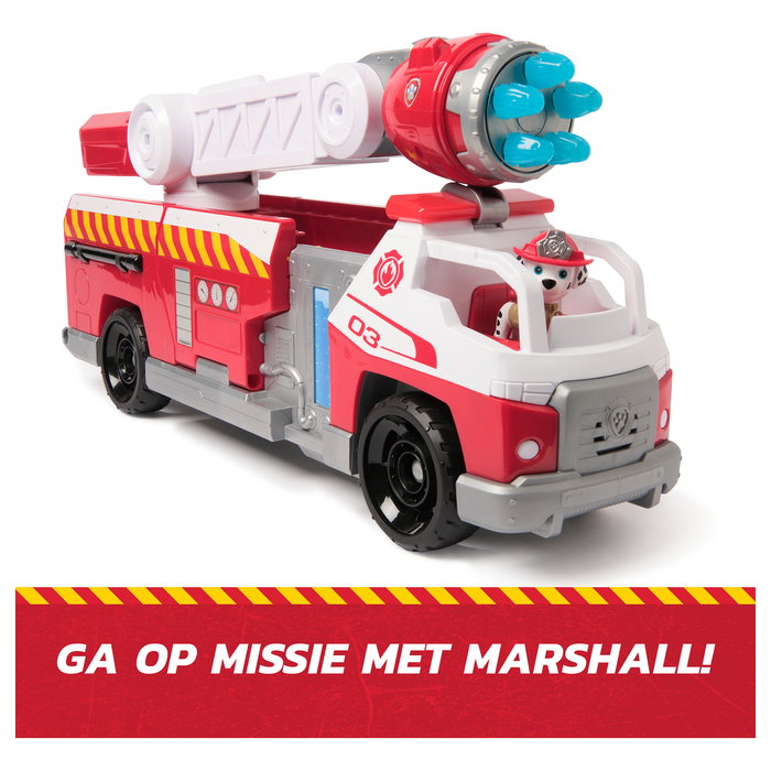 Spin Master PAW Patrol Pack Camión de Bomberos de Marshall Deluxe - Con vehículo mini y figura, efectos luminosos y sonoros, juguete 6072600 para niños 3 años+