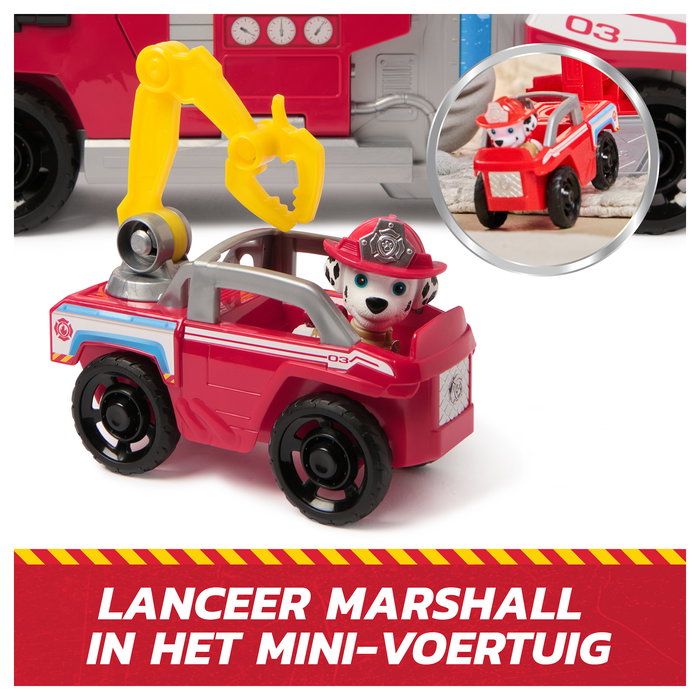 Spin Master PAW Patrol Pack Camión de Bomberos de Marshall Deluxe - Con vehículo mini y figura, efectos luminosos y sonoros, juguete 6072600 para niños 3 años+