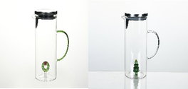 DKD Home Decor Set de 2 Jarras de Borosilicato e Inox 1,2L Verde