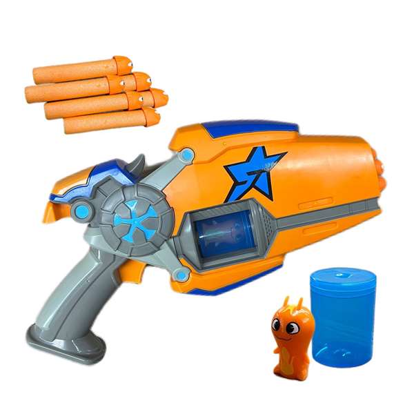 Bizak Pistola Slugterra Eli's Megamorph Blaster, Lanza hasta 6 Dardos a la Vez, Disparo 9 Metros, Incluye 8 Dardos