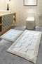 Mijölnir Juego de Alfombrillas de Baño Ecru Algodón 100% Antibacterianas Antideslizantes 50x60cm 60x100cm