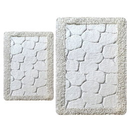 Mijölnir Juego de Alfombrillas de Baño Ecru Algodón 100% Antibacterianas Antideslizantes 50x60cm 60x100cm