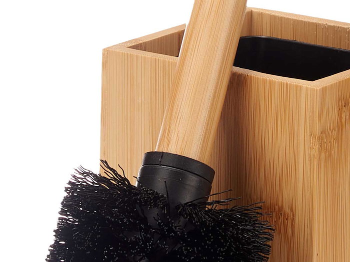 Berilo Escobillero de Bambú con Escobilla, para Baño o Cocina, 10x35x9 cm (Set de 12)