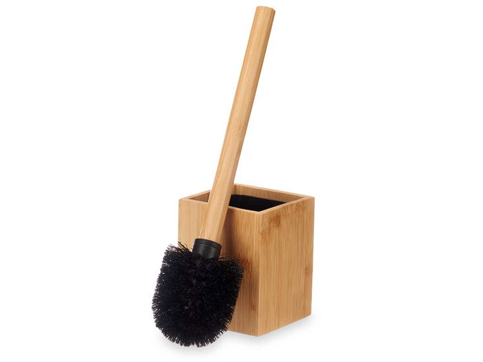 Berilo Escobillero de Bambú con Escobilla, para Baño o Cocina, 10x35x9 cm (Set de 12)