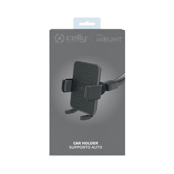 Celly MOUNTFLEXPLUSBK Soporte Pasivo para Teléfono en Coche con Ventosa y Ancho Ajustable 360° - Negro
