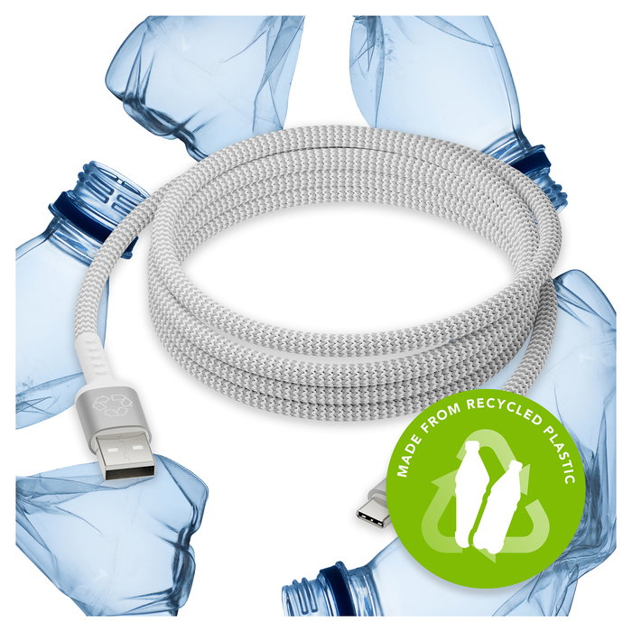 dbramante 1928 RE-CHARGE CB25ACGR7118 Cable USB A a USB C Redondo 2.5M Blanco USB 2.0