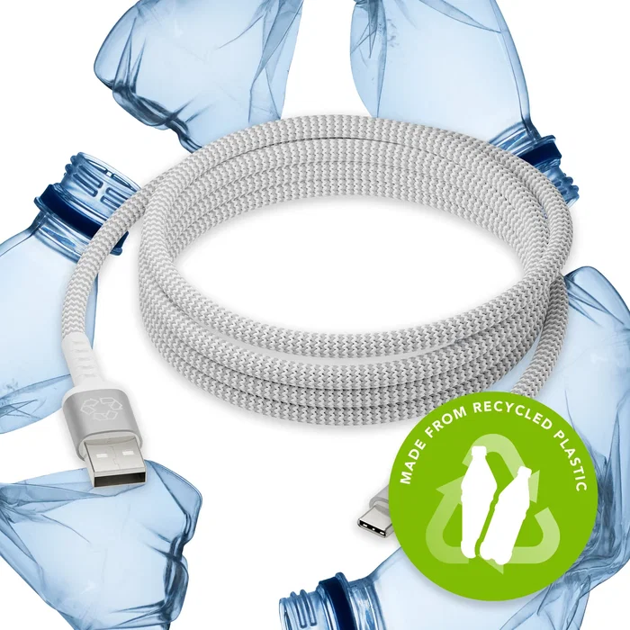 Dbramante1928 CB25ACGR7118 Cable USB 2.0 USB-A a USB-C 2.5 m Blanco Trenzado, Transferencia de Datos 480 Mbit/s, Potencia de Carga Hasta 36W