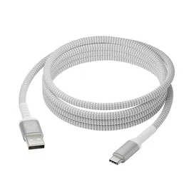 Dbramante1928 CB25ACGR7118 Cable USB 2.0 USB-A a USB-C 2.5 m Blanco Trenzado, Transferencia de Datos 480 Mbit/s, Potencia de Carga Hasta 36W