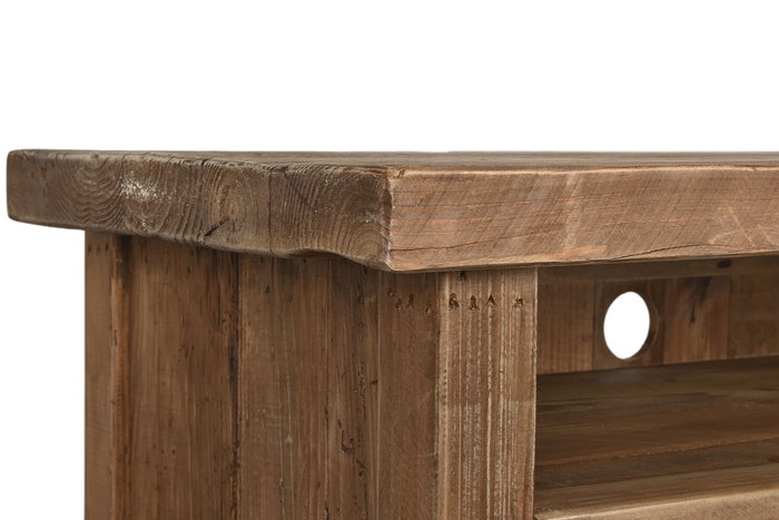 DKD Home Decor Alp dand Mueble Tv Estilo Alpino Natural Madera Reciclada Pino 5 Cajones 1 Estanteria 210 x 60 x 48 cm