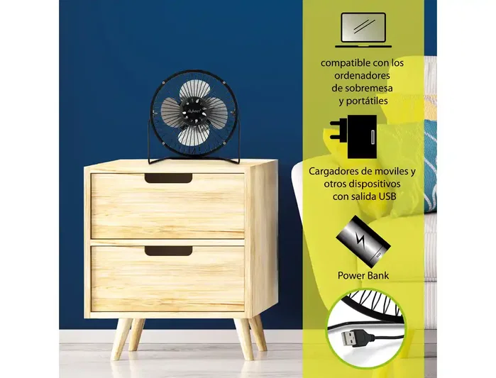 AVANT Ventilador USB de 6 Pulgadas, 3W, Negro