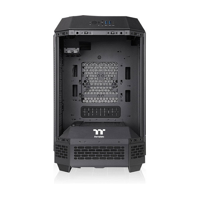 Thermaltake The Tower 250 Mini Torre para PC, Chasis Negro y Blanco Mini-ITX con Ventana Lateral y Pantalla LCD de 3.9 Pulgadas, SPCC, 7.1 kg