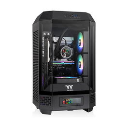 Thermaltake The Tower 250 Mini Tower Chasis PC Negro/Blanco con Ventana Lateral, Pantalla LCD 3.9", Mini-ITX, 3 Ventiladores 120mm Incluidos