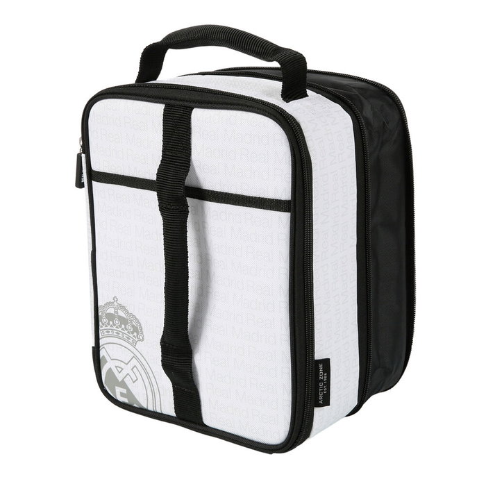 SAFTA Bolsa Porta Alimentos Térmica con Tupper Real Madrid, Aislamiento de Alta Calidad, Revestimiento Thermaflect, Fácil de Limpiar, Incluye Contenedor para Sandwich (650 ml)