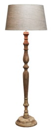 DKD Home Decor Lámpara de pie de madera y yute tallado natural