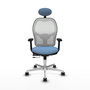 PIQUERAS Y CRESPO Silla de oficina Jorquera con mecanismo Sincro/Traslack, Azul cielo y Blanco