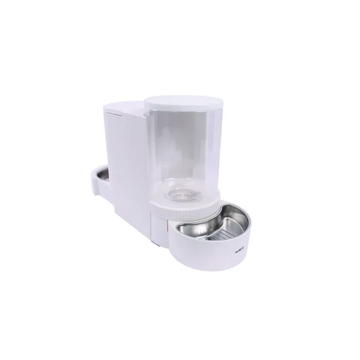 M Pets Dispensador de Comida y Agua DUPLO - Blanco - 1.3 kg / 3 L - 40 x 16,2 x 29,1 cm